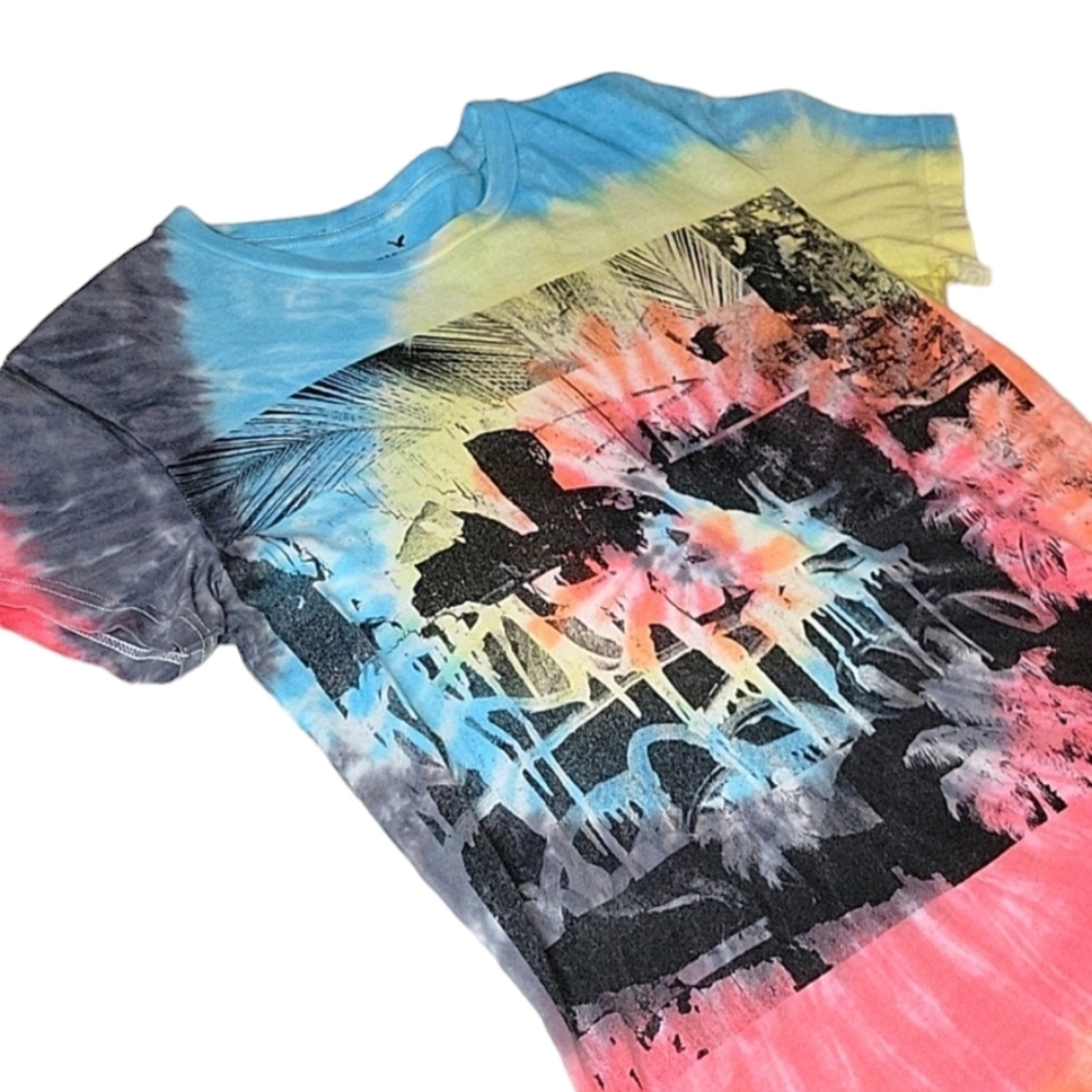 AE Super Soft Men's Tie-Dye Graphic T-Shirt Abstract Designs, Size X-Small - Picture 3 of 6